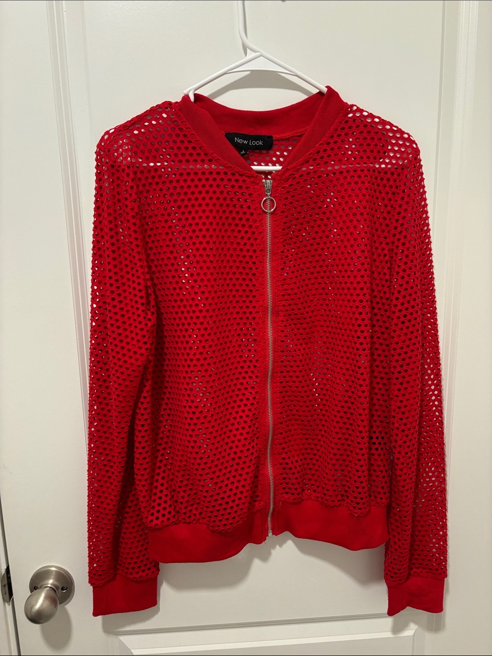 New Look Bright Red Mesh Bomber Jacket